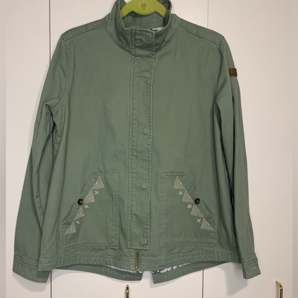 Roxy Jacket Small - Army Green- EUC - Buttons Zipper Pockets - Picture 2 of 16